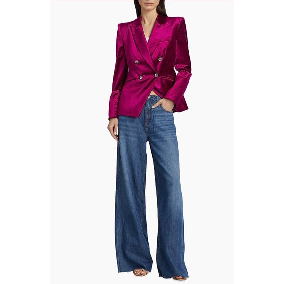 Veronica Beard Elam Dickey Velvet Crystal Blazer Fushia - Size 0 - Picture 7 of 12